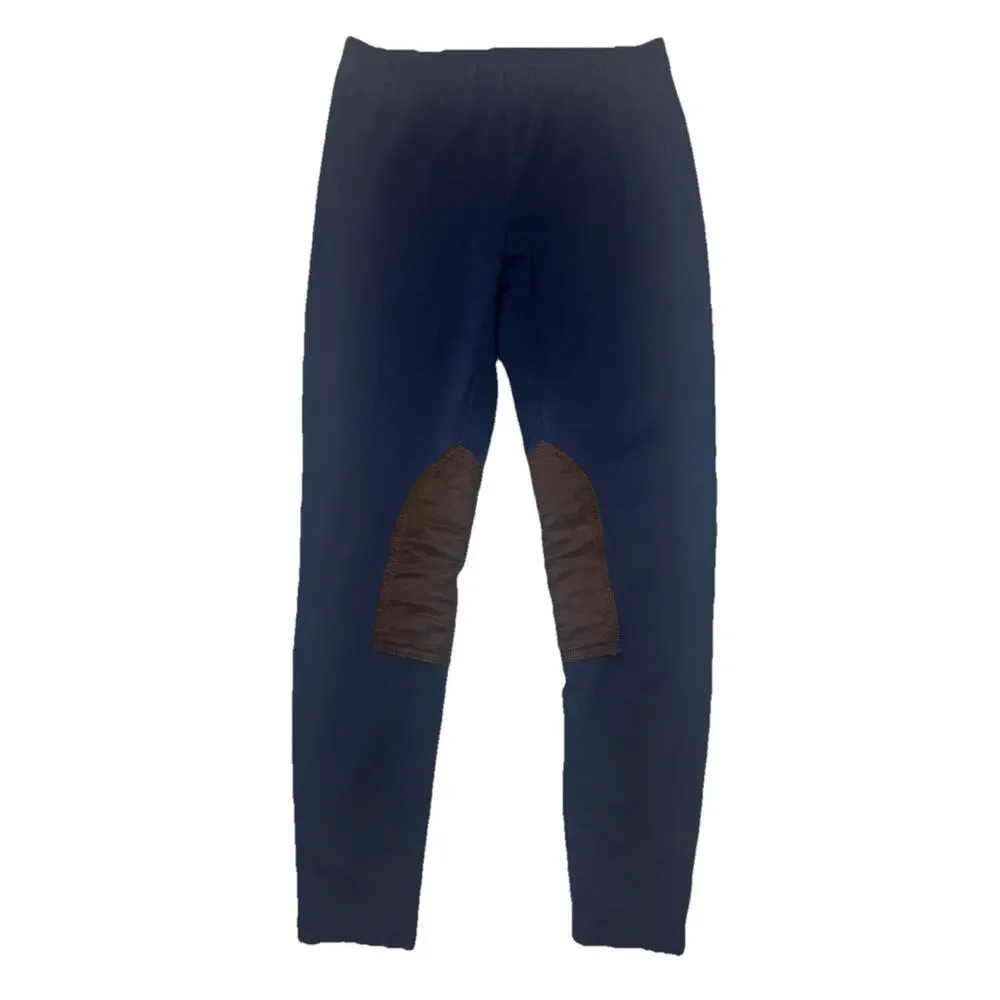Ralph Lauren Riding Pants Girls L 12-14 Blue Knee Patch Equestrian